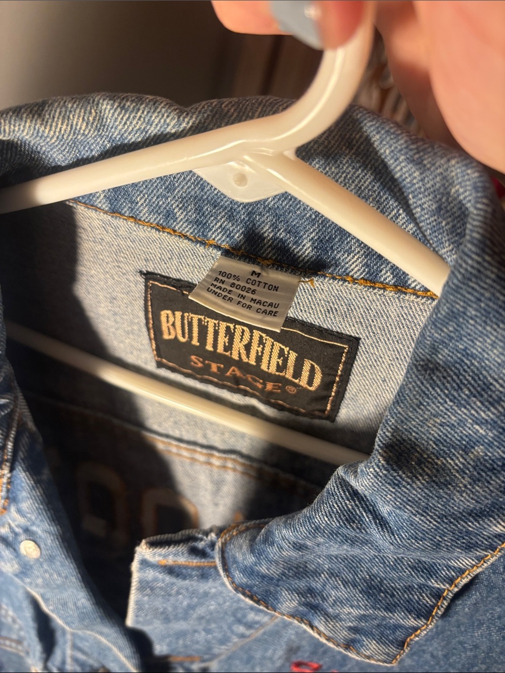 vintage Butterfield stage embroidered jean Jacket / unisex - Picture 2 of 8